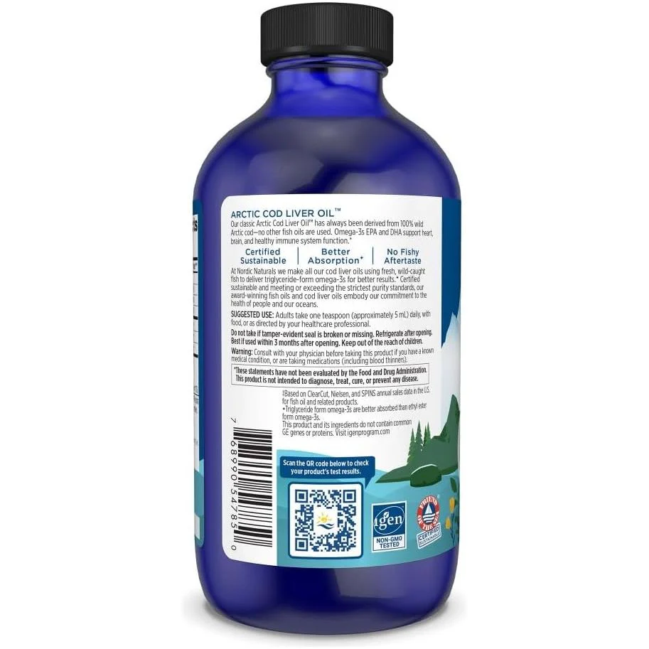Nordic Naturals Arctic Cod Liver Oil 1060mg Supports Immune System Brain and Heart Function Orange 237ml