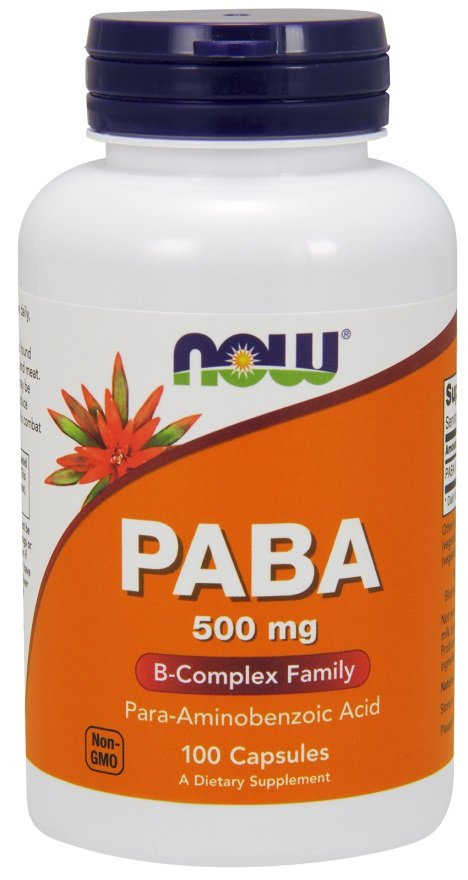 Now Foods PABA 500mg Kwas P-Aminobenzoesowy 100 Kapsułek