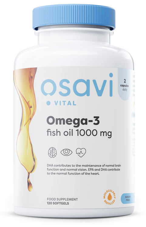 Osavi Omega-3 Fish Oil Destylacja Molekularna 1000mg Cytryna Zdrowie Organizmu 120 Kapsułek