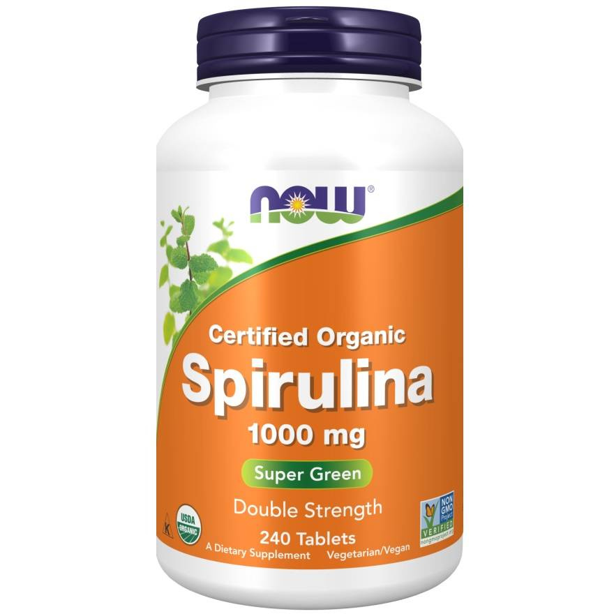 Now Foods Spirulina 1000mg Wspiera Układ Krążenia Immunologiczny i Detoksykację 240 Tabletek