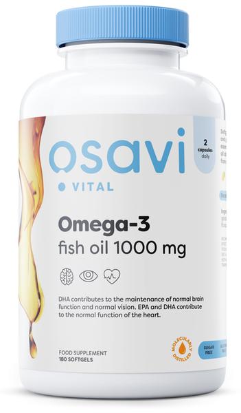 Osavi Omega-3 Fish Oil 1000mg Lemon Flavour for Heart and Brain Support 180 Softgels