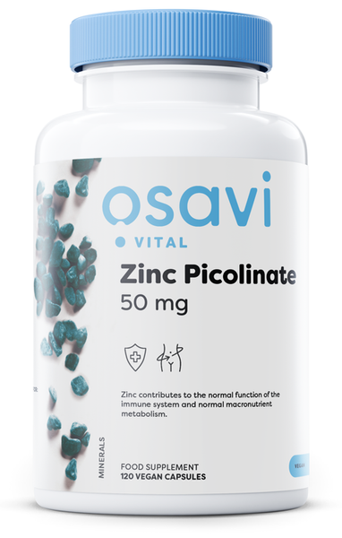Osavi Pikolinian Cynku 50mg Na Odporność i Zdrową Skórę 120 Wegańskich Kapsułek