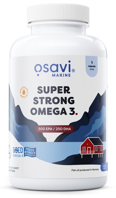 Osavi Super Strong Omega 3 500 EPA  250 DHA Wspiera Odporność Pracę Mózgu i Serca 180 Kapsułek