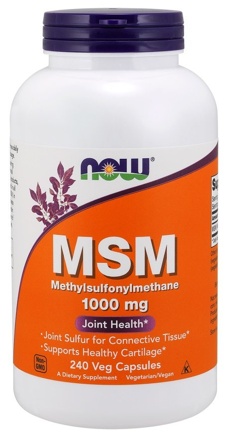 NOW Foods MSM 1000 mg Methylsulphonylmethane Natural Support for Joints Skin and Hair 240 Capsules