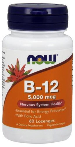 Now Foods Vitamin B-12 with Folic Acid 5000mcg 60 Lozenges