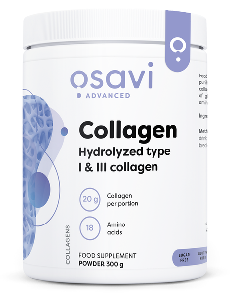 Osavi Kolagen Peptydy Hydrolizowany Typ 1 i 3 Na Mięśnie i Kości 300g