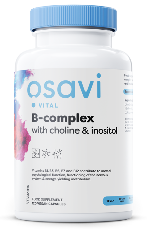 Osavi B-Complex with Choline & Inositol Supports Nervous System and Body Energy 120 Vegan Capsules