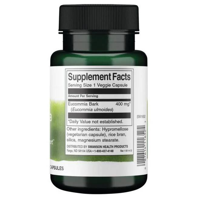 Swanson Full Spectrum Eucommia Bark 400mg 60 Kapsułek