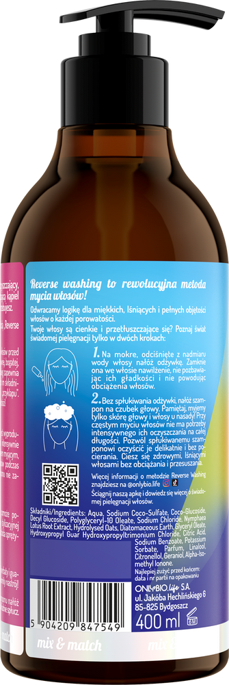 OnlyBio Reverse Washing  Szampon Mocny Dogłębnie Oczyszczający 400ml
