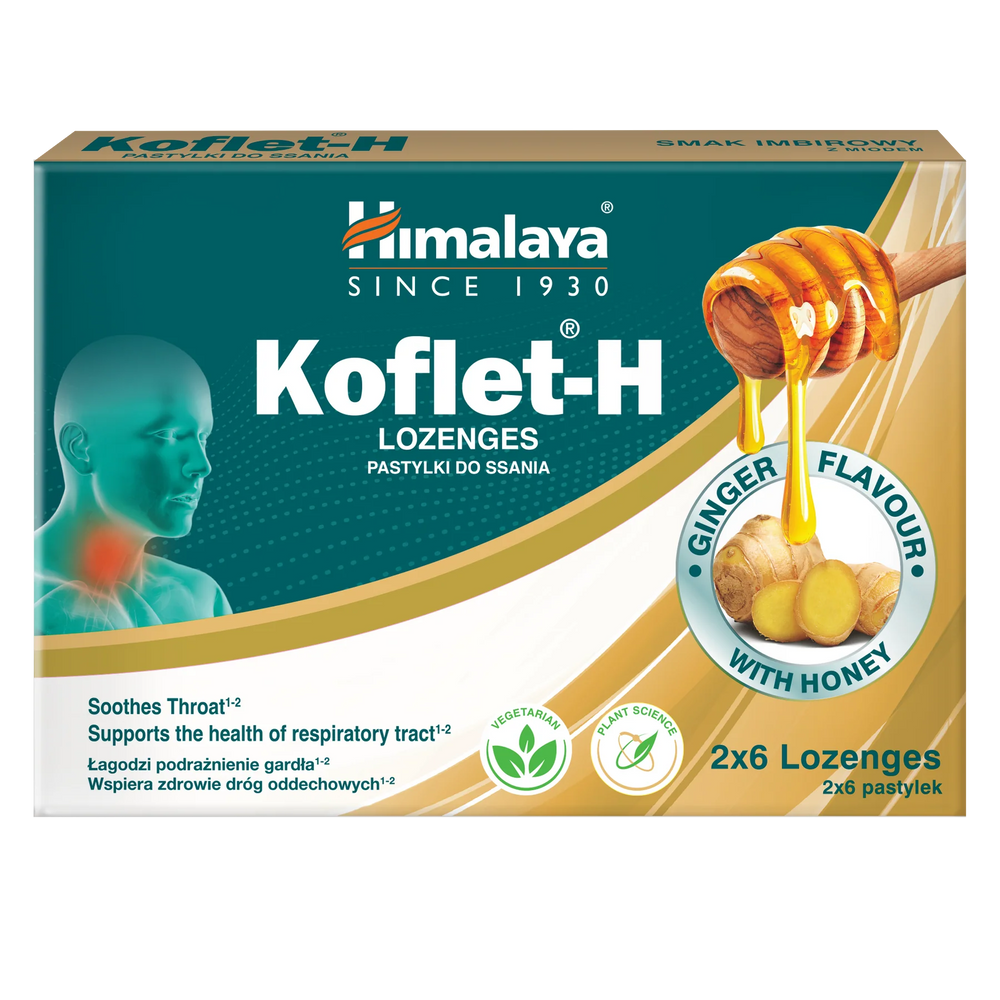 Himalaya Koflet-H Imbir Wspiera Zdrowie Dróg Oddechowych 12 Pastylek do Ssania