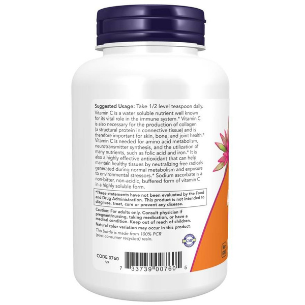 Now Foods Sodium Ascorbate Powder Buffered Supports Immune System 227g