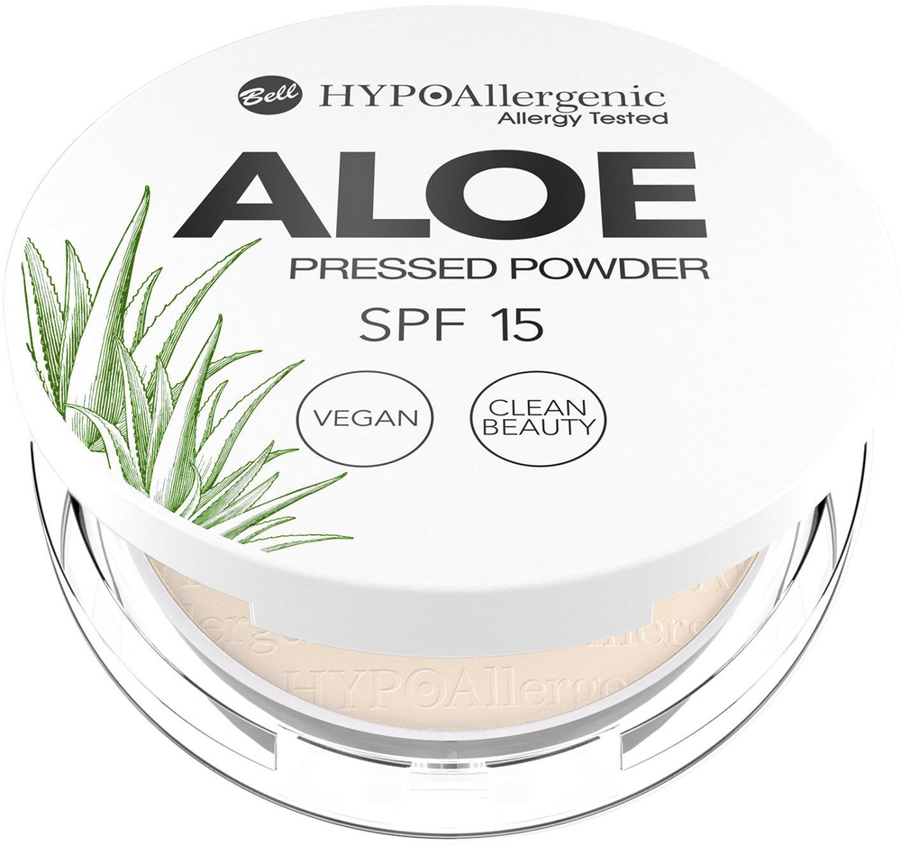 Bell Hypoallergenic Aloe Puder Prasowany do Twarzy Nr 01 SPF15 Wegański 5g