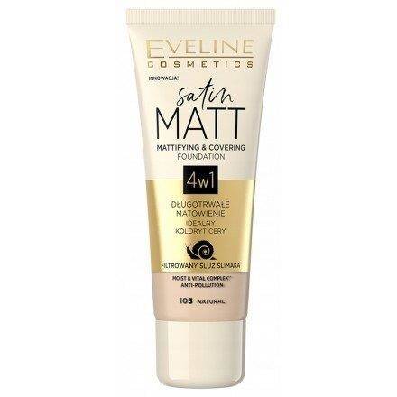 Eveline Satin Matt 103 Natural Podkład Matujący 4w1 Kryjący Satynowy Efekt 30 ml