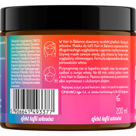 OnlyBio Hair in Balance Maska do Tafli 200ml