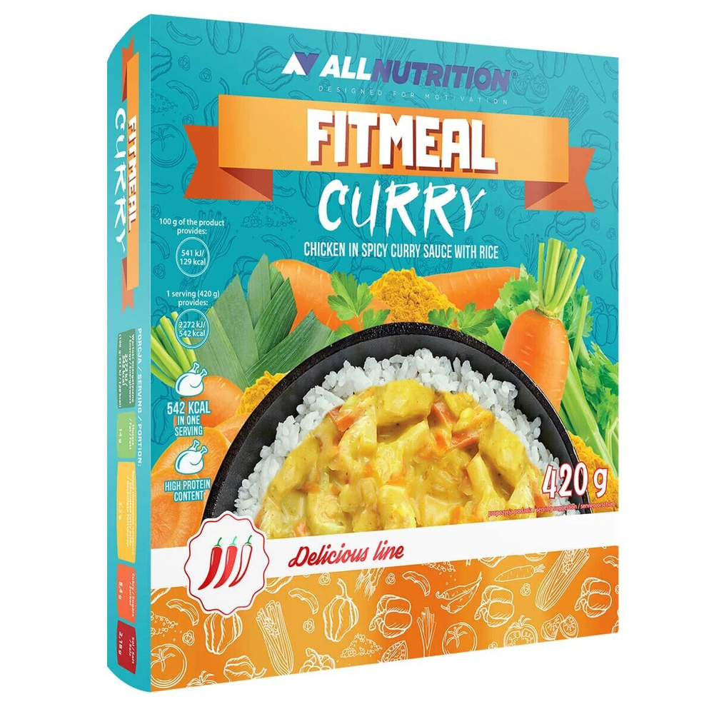 Allnutrition Delicious Line Fitmeal Curry Kurczak w Sosie Curry z Ryżem i Warzywami 420g