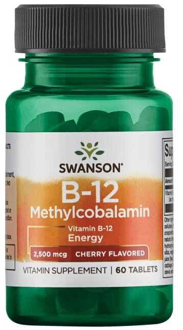 Swanson Vitamin B-12 Methylcobalamin 2500mcg Cherry 60 Tabletek