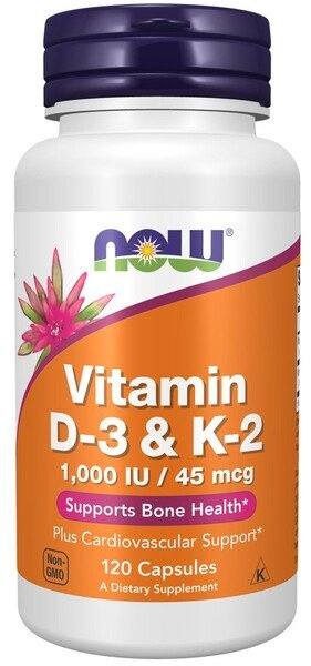 Now Foods Vitamin D-3 & K-2 Wspomaga Prawidłowe Funkcjonowne Systemu Immunologicznego i Zdrowie Kości 120 Kapsułek