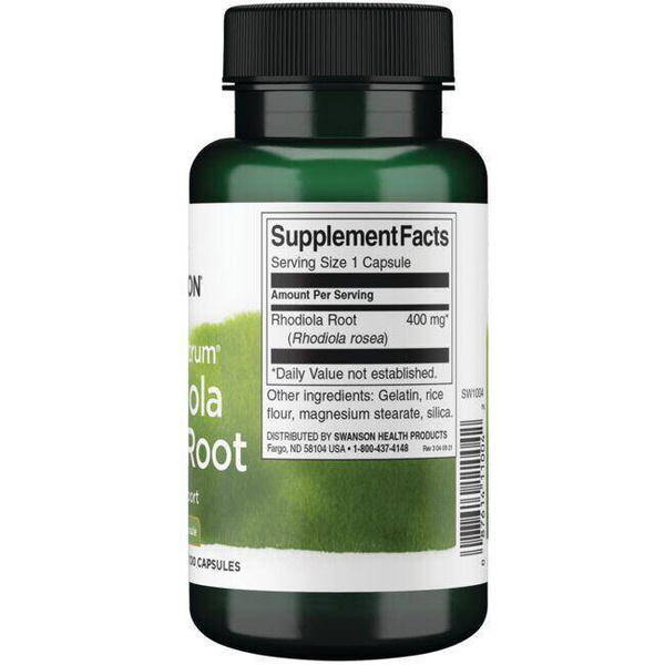 Swanson Rhodiola Rosea Root 400mg 100 Capsules