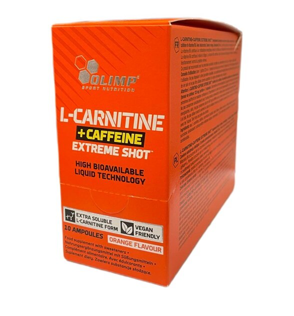 L-Carnitine + Caffeine Extreme Shot, Orange - 10 x 25 ml.