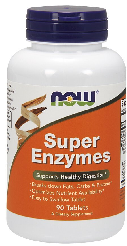 Now Foods Super Enzymes Wspiera Trawienie 90 Tabletek