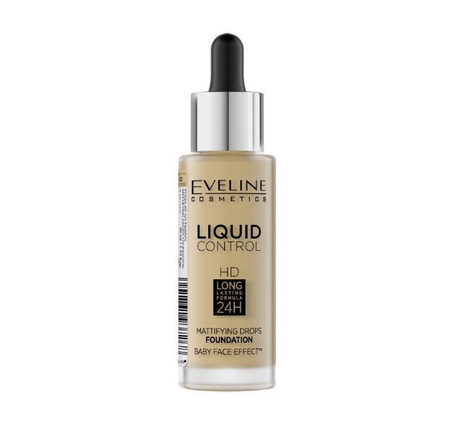 Eveline Liquid Control Mattifying Drops Face Foundation HD Rose Beige 32ml 