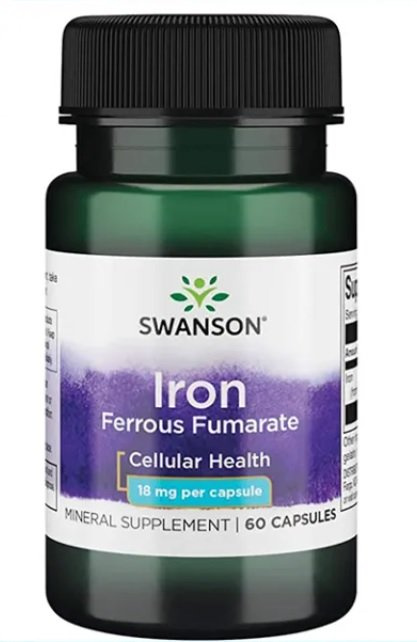 Swanson Iron Ferrous Fumarate 18mg 60 Capsules