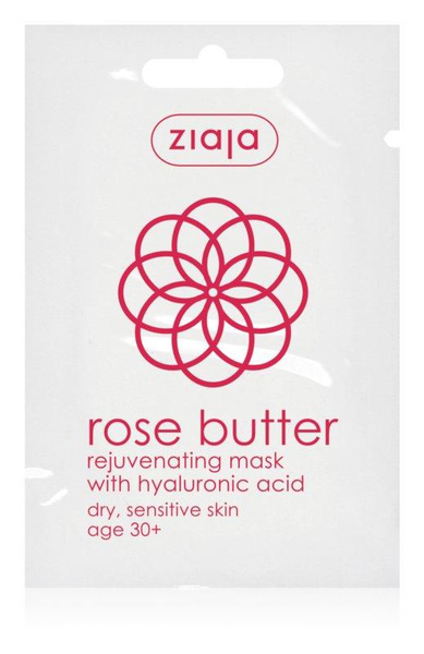 Ziaja Rose Butter Odmładzająca Maska Różana z Kwasem Hialuronowym dla Każdego Rodzaju Skóry 30+ Vegan 7ml