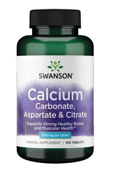 Swanson Calcium Carbonate Aspartate & Citrate 500mg 100 Tablets