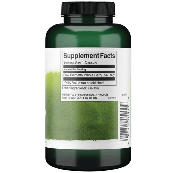 Swanson Saw Palmetto 540mg Palma Sabałowa 250 Kapsułek