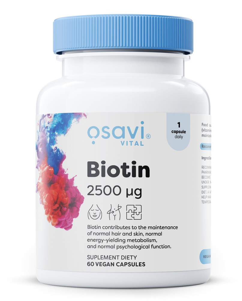 Osavi Biotin 2500mcg for Healthy Hair and Skin 60 Vegan Capsules