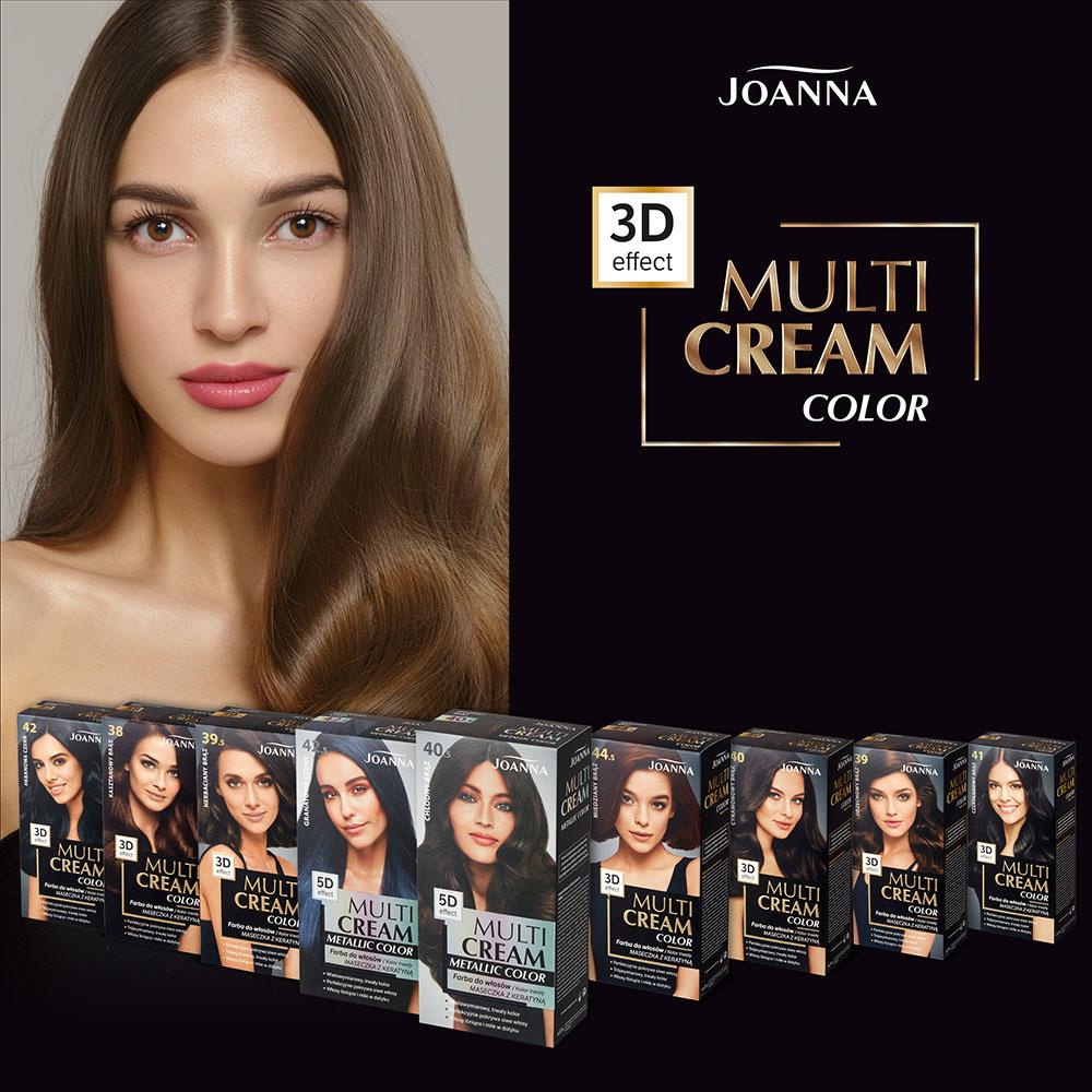 Joanna Multi Cream Color Farba do Włosów z Efektem 3D z Długotrwałym Efektem Nr 39.5 Herbaciany Brąz 1 Sztuka
