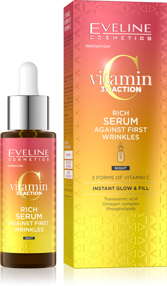 Eveline Vitamin C 3x Action Rich Night Serum for First Wrinkles 30ml