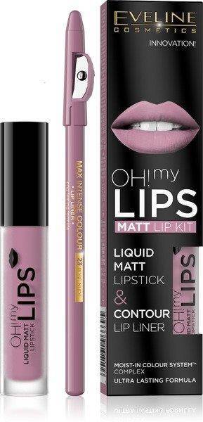 Eveline Oh My Lips Matt no 03 Rose Nude Pomadka w Płynie i Kredka 1 szt.