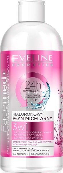 Eveline FaceMed+ Hialuronowy Płyn Micelarny 3w1 Łagodzący Podrażnienia 400ml