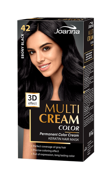 Joanna Multi Cream Trwały Intensywny Kolor Włosów Farba Pielęgnacja 42 Hebanowa Czerń