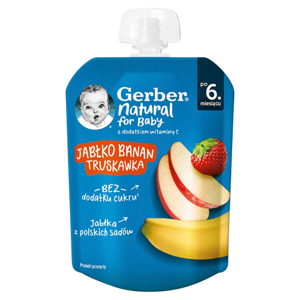 Gerber Deserek Jabłko Banan Truskawka dla Niemowląt po 6. Miesiącu 80g