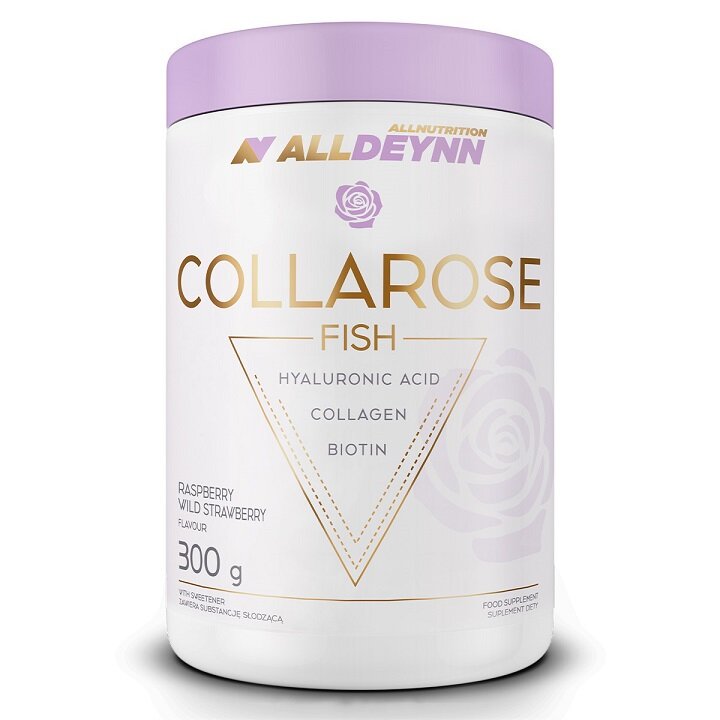 AllDeynn Collarose Fish Hydrolizat Kolagenu Rybiego o Smaku Dzikiej Maliny i Truskawki 300g