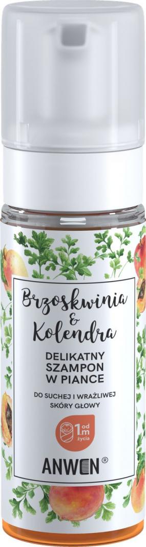 Anwen Brzoskwinia & Kolendra Delikatny Szampon w Piance do Suchej i Wrażliwej Skóry Głowy 170ml