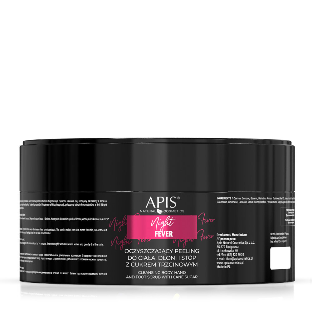 Apis Night Fever Oczyszczający Peeling do Ciała Dłoni i Stóp z Cukrem Trzcinowym 250g