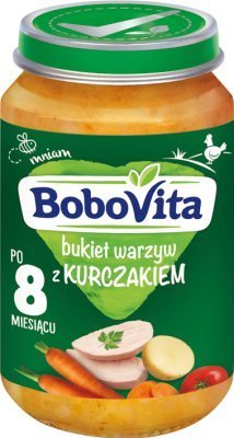 BoboVita Danie Bukiet Warzyw z Kurczakiem dla Niemowląt po 8 Miesiącu 190g