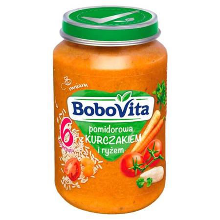 BoboVita Danie Pomidorowa z Kurczakiem i Ryżem dla Niemowląt po 6 Miesiącu 190g