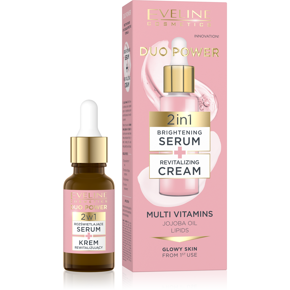 Eveline Duo Power 2in1 Rozświetlające Serum i Rewitalizujacy Krem 18ml