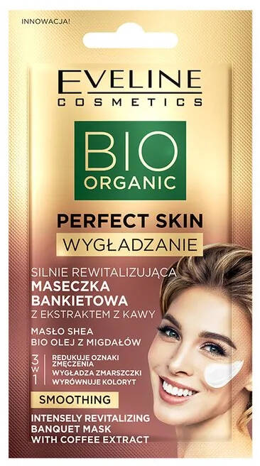 Eveline Perfect Skin Bio Organic Silnie Rewitalizująca Maseczka Bankietowa z Ekstraktem z Kawy 8ml