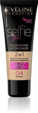 Eveline Selfie Time Foundation and Concealer 04 Natural Kryjący, Nawilżający Podkład, Korektor 2w1 30 ml