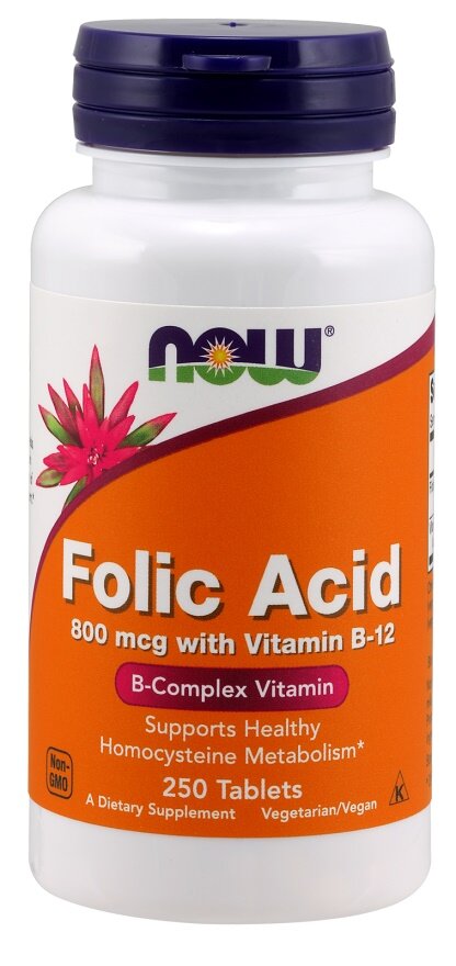 Folic Acid with Vitamin B12, 800mcg - 250 tabs