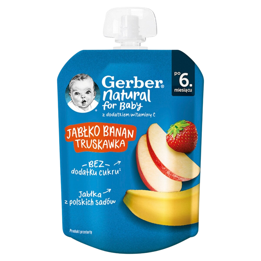 Gerber Deserek Jabłko Banan Truskawka dla Niemowląt po 6. Miesiącu 80g