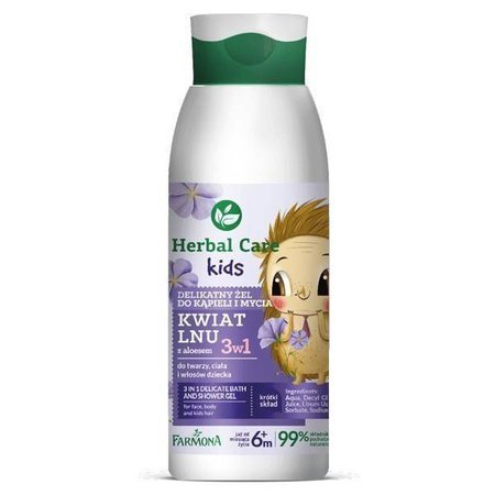 Herbal Care Kids Wegański Delikatny Żel do Kąpieli i pod Prysznic 3w1 dla Dzieci 400ml