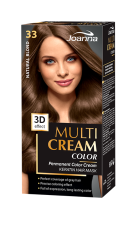 Joanna Multi Cream Trwały Intensywny Kolor Włosów Farba Pielęgnacja 33 Naturalny Blond