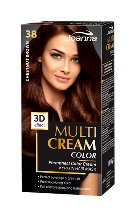 Joanna Multi Cream Trwały Intensywny Kolor Włosów Farba Pielęgnacja 38 Kasztanowy Brąz