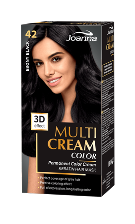 Joanna Multi Cream Trwały Intensywny Kolor Włosów Farba Pielęgnacja 42 Hebanowa Czerń